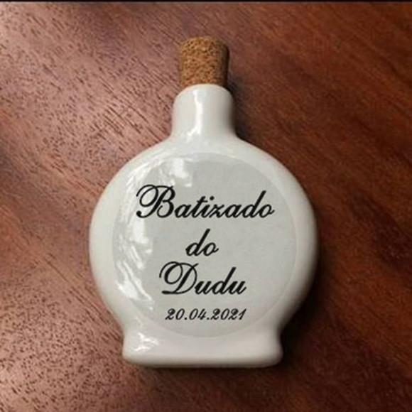 Adesivo 4x4cm Transparente Batizado a Prova D'água