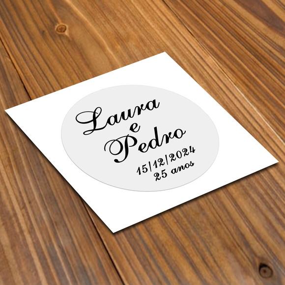 Adesivo 4x4cm Transparente Nomes Bodas a Prova Dágua