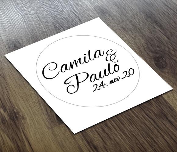 Adesivo 4x4cm Transparente Nomes Noivos a Prova D'água