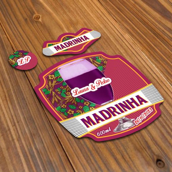 Adesivo 600ml Chopp de Vinho Padrinho Madrinha Rotulo