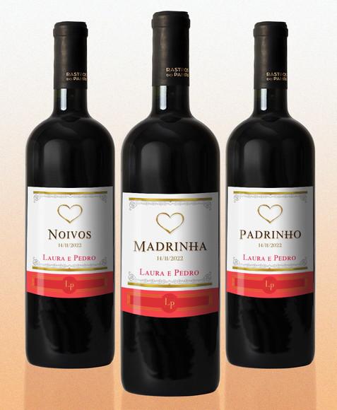 Adesivo 750 ml Vinho Madrinha Padrinho Rótulo Adesivo