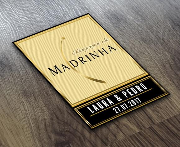 Adesivo Mini Champagne da Madrinha Rótulo 187 ml