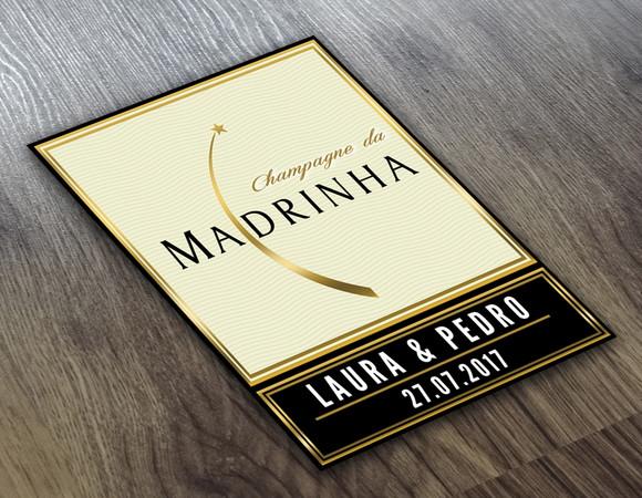 Adesivo Mini Champagne da Madrinha Rótulo 187 ml