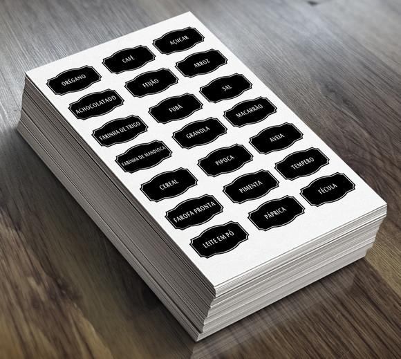Adesivos de Cozinha - 5x3cm - Mantimentos Black