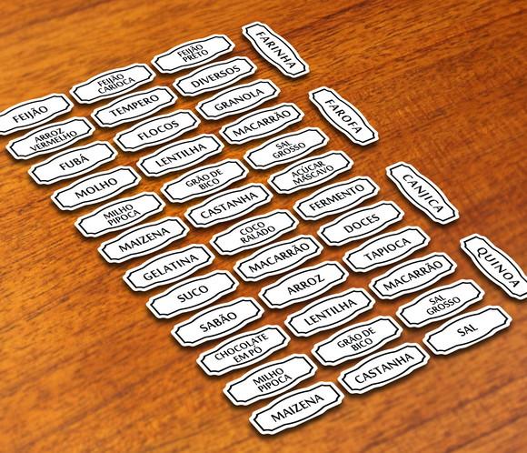 Adesivos Cozinha 8x3cm Mantimentos White Escolha Nomes