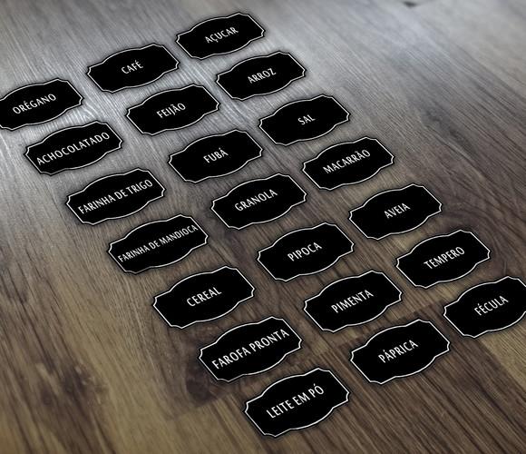 Adesivos de Cozinha - 5x3cm - Mantimentos Black