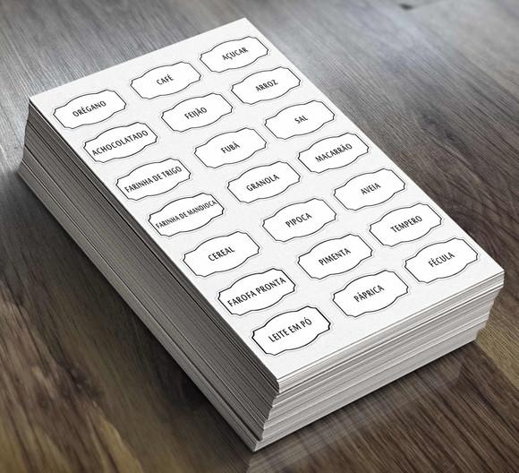 Adesivos Cozinha 5x3cm Mantimentos White Escolha Nomes