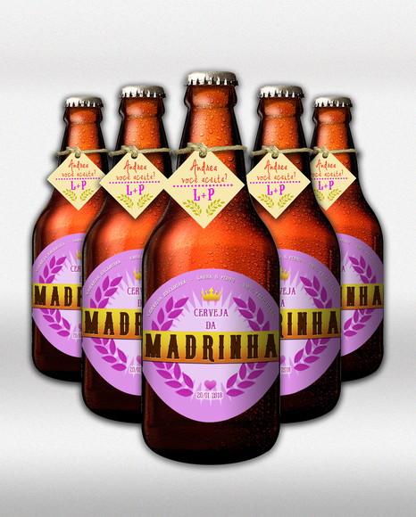 Kit Adesivo Cerveja do Madrinha Rótulo Rosa 300 ml a 400 ml