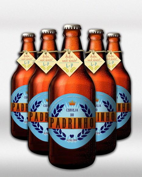 Kit Adesivo Cerveja do Padrinho Rótulo Azul 600 ml a 500 ml