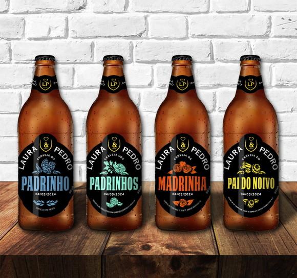 Kit Adesivos 355ml Cerveja do Padrinho Madrinha Rótulo