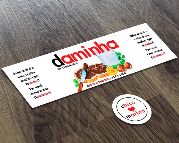 Rótulo Adesivo 140g Creme de Avelã Daminha, Pajem Florista