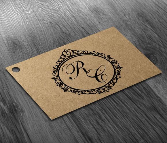 S Tag 7x4cm KRAFT com Sisal - Monograma