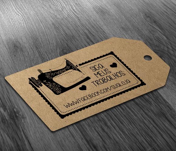 S Tag 7x4cm KRAFT com Sisal Sua Loja Logo Insta Whats