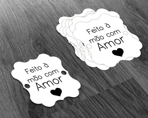 S Tag Branca - 4,5x4,5cm - Feito à Mão com Carinho