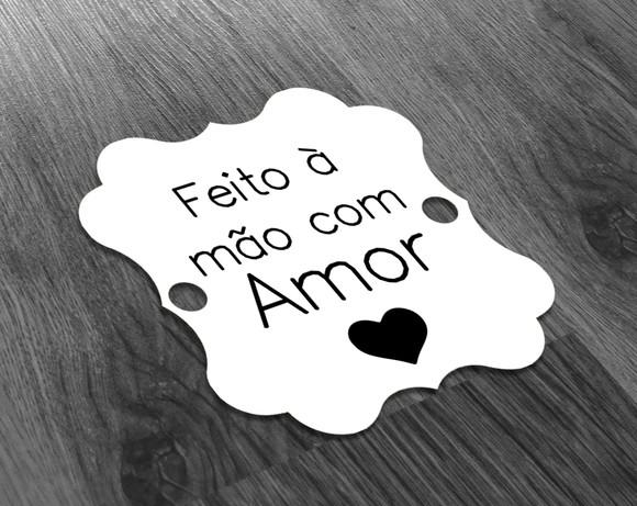 S Tag Branca - 4,5x4,5cm - Feito à Mão com Carinho