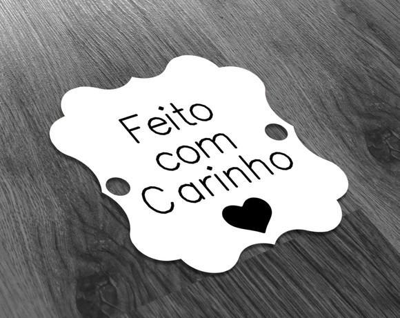 S Tag Branca - 4,5x4,5cm - Feito com Carinho