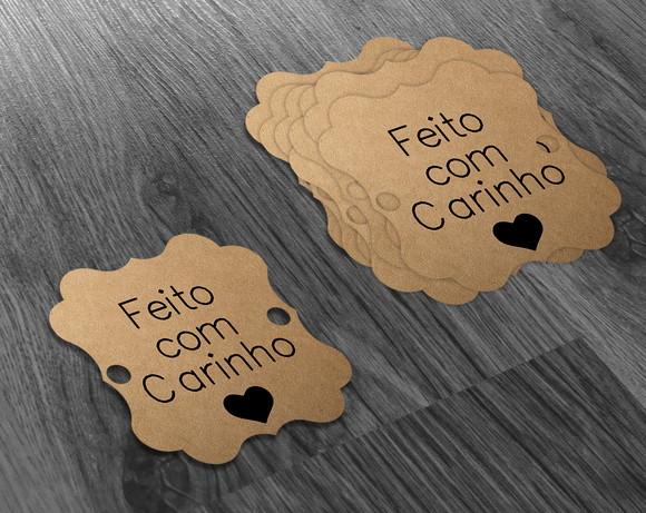 S Tag Kraft - 4,5x4,5cm - Feito com Carinho