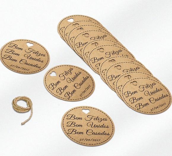 S Tag Kraft 4x4 cm com Sisal - Bem Casado