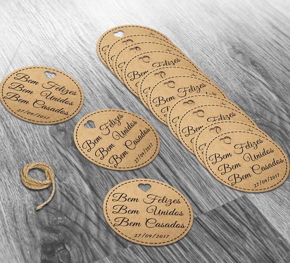S Tag Kraft 4x4 cm com Sisal - Bem Casado