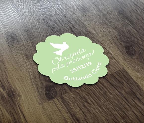 Tag 3x3cm Obrigado pela Presença Batismo Verde