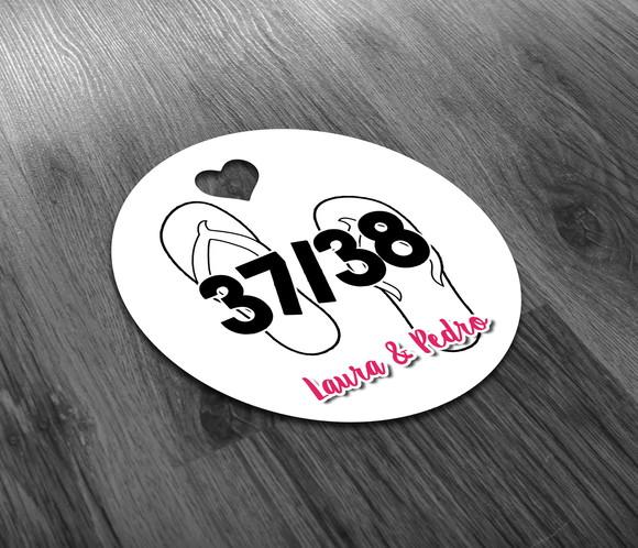 Tag Branca 3,5x3,5cm Numeração de Chinelo Casamento Festas