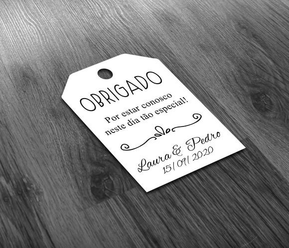 Tag Branca 5x4cm Obrigado dos Noivos