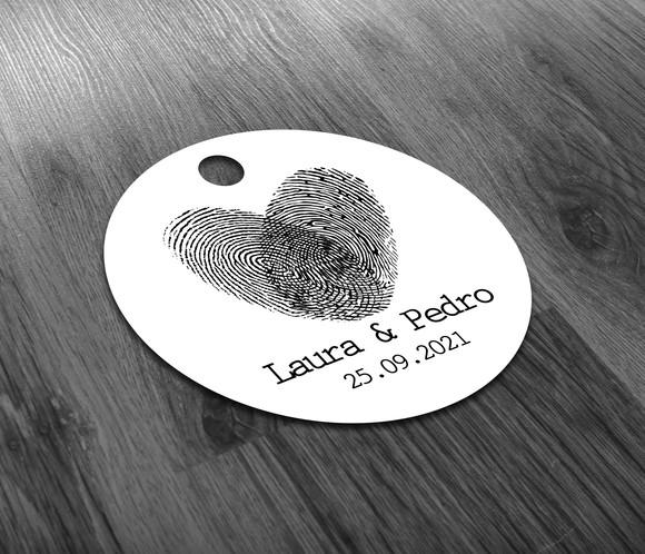 Tag Branca 4x4 cm Digitais dos Noivos