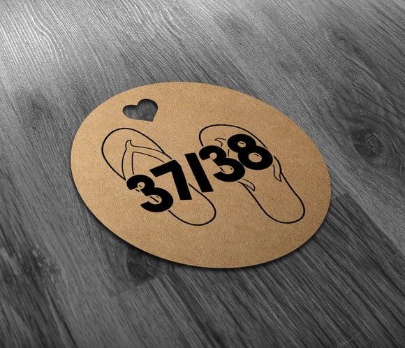Tag Kraft 3,5x3,5cm Numeração de Chinelo Casamento Festas