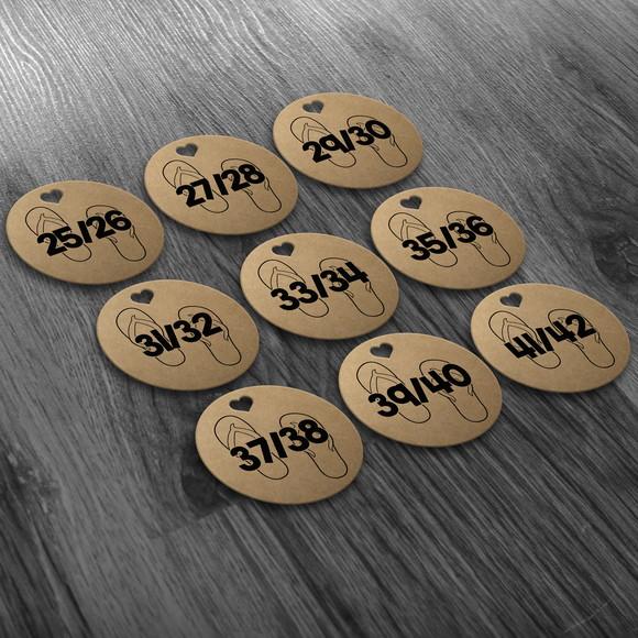 Tag Kraft 3,5x3,5cm Numeração de Chinelo Casamento Festas