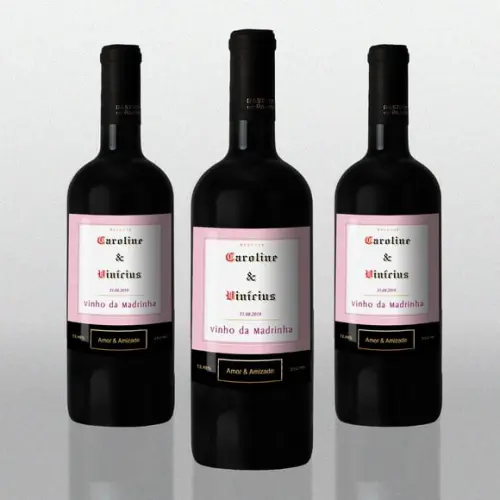 Adesivo 250 ml Vinho da Madrinha ROSA Rótulo Adesivo