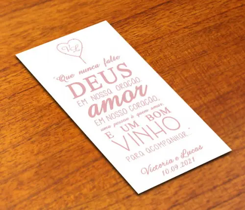 Adesivo 250 ml Vinho Deus Casamento ROSA Rótulo Adesivo