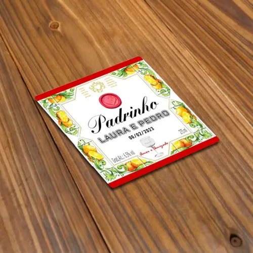 Adesivo 275ml Gin do Padrinho e Madrinha Rótulo Laranja Novo