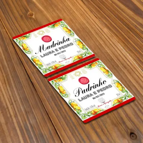 Adesivo 275ml Gin do Padrinho e Madrinha Rótulo Laranja Novo
