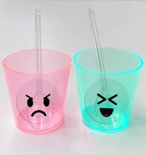 Adesivo 2X2cm Transparente Carinhas para Copinhos e Potinhos