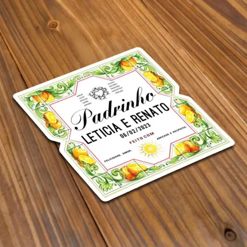 Adesivo 275ml Gin do Padrinho e Madrinha Rótulo Laranja