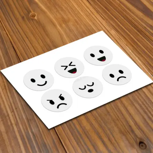 Adesivo 2X2cm Transparente Carinhas para Copinhos e Potinhos
