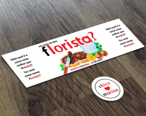 Adesivo 350g Creme de Avelã Daminha, Pajem Florista Nutella