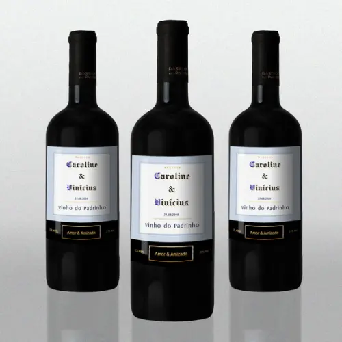 Adesivo 375 ml Vinho do Padrinho Azul Rótulo Adesivo