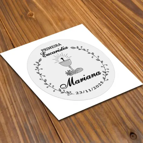 Adesivo 4x4cm Primeira Eucaristia Transparente a Prova Dágua