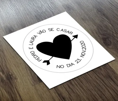 Adesivo 4x4cm Transparente Coração dos Noivos a Prova D'água