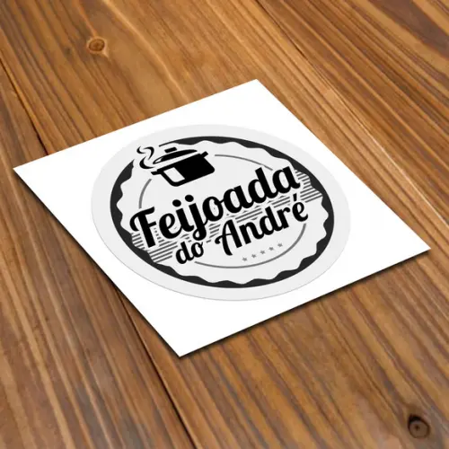 Adesivo 4x4cm Transparente Feijoada do Aniversariante