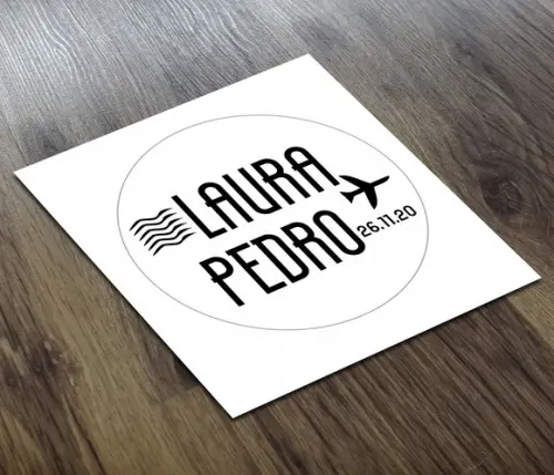 Adesivo 4x4cm Transparente Nomes Noivos a Prova D'água