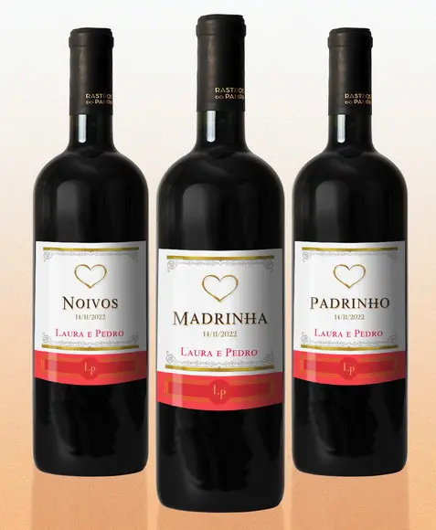 Adesivo 750 ml Vinho Madrinha Padrinho Rótulo Adesivo