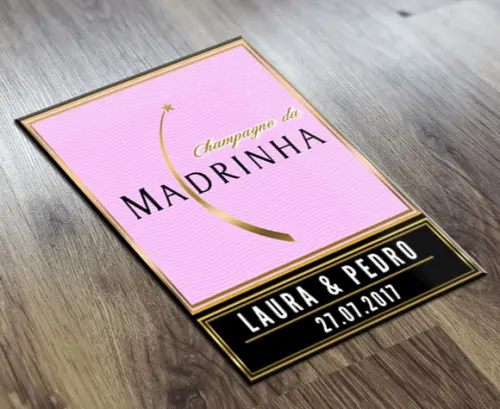Adesivo Mini Champagne da Madrinha Rótulo 187 ml
