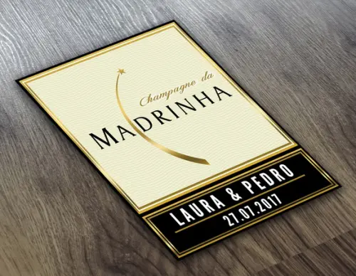 Adesivo Mini Champagne da Madrinha Rótulo 187 ml