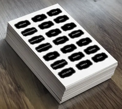 Adesivos de Cozinha - 5x3cm - Mantimentos Black