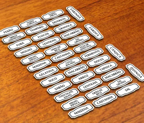 Adesivos Cozinha 8x3cm Mantimentos White Escolha Nomes