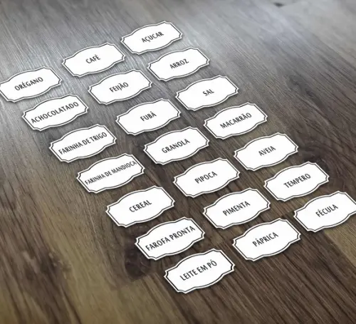 Adesivos Cozinha 5x3cm Mantimentos White Escolha Nomes
