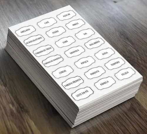 Adesivos Cozinha 5x3cm Mantimentos White Escolha Nomes