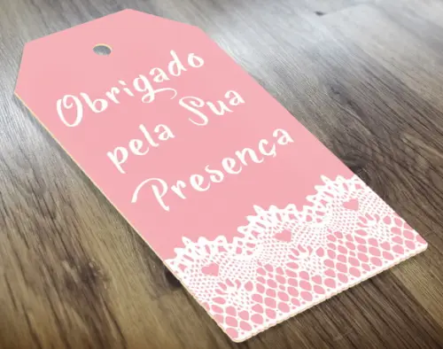 Etiqueta 8x4cm Rosa e Renda 180g Agradecimento